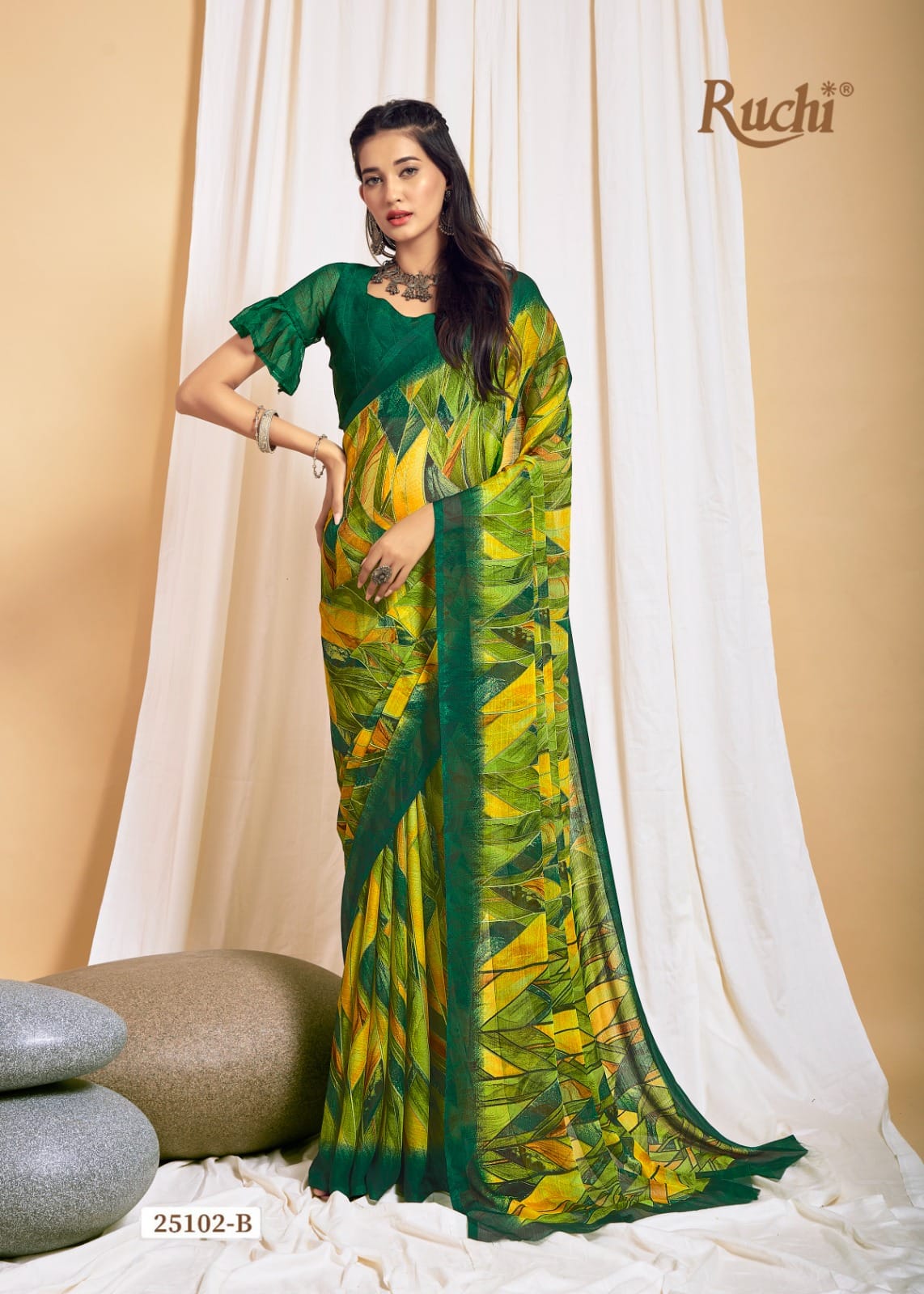 Ruchi Star Chiffon 125 soft Chiffon Saree Collection
